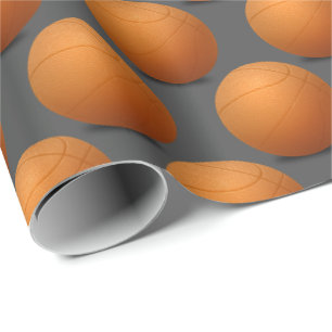 Papier Cadeau boules de basket sur gris foncé