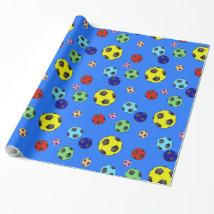 Papier Cadeau Boules De Football Dans De Nombreuses Couleurs