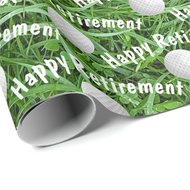 Papier Cadeau Boules de golf de retraite sur papier d'enveloppem (Coin rond)