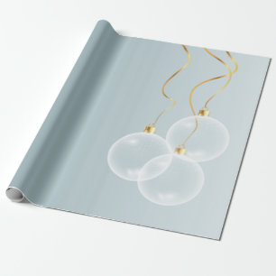 Papier Cadeau Boules de Noël élégantes Bleu Vacances