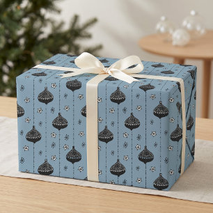 Papier Cadeau Boules de Noël Moderne Contemporain de Noël