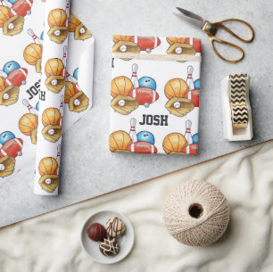 Papier Cadeau Boules de sports personnalisées