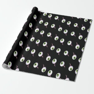 Papier Cadeau Boules d'oeil effrayantes sur noir