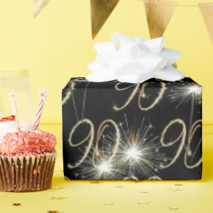 Papier Cadeau Boules d'or pour 90e anniversaire