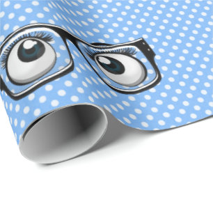 Papier Cadeau Boules d'yeux et lunettes sur papier Pois à envelo