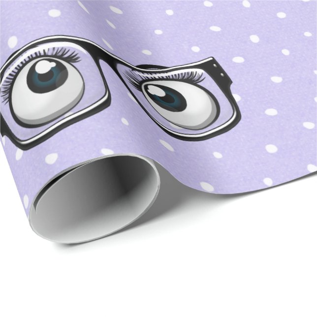 Papier Cadeau Boules d'yeux et lunettes sur papier Pois à envelo (Coin rond)