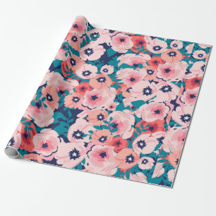 Papier Cadeau Bouquet d'aquarelle de fleurs sans couture motif