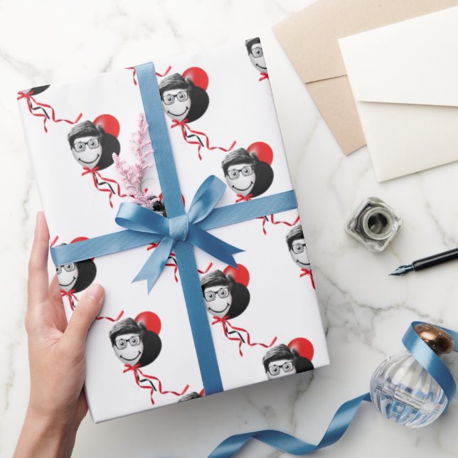 Papier Cadeau Bouquet de ballon à visage humain (Cadeaux)