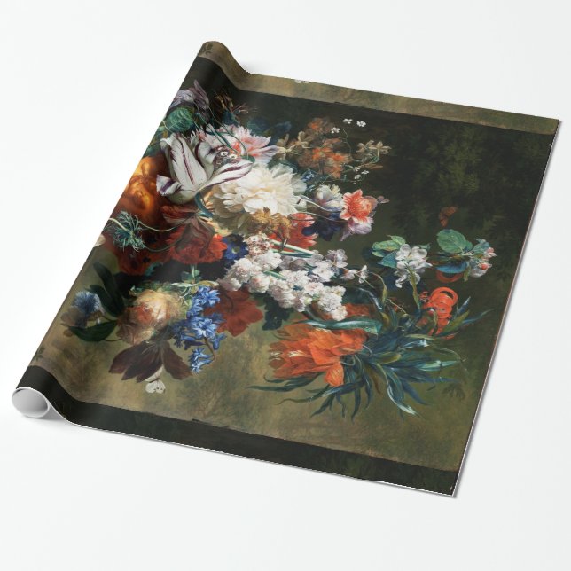 PAPIER CADEAU BOUQUET DE FLEURS EN URNE (Déroulé)