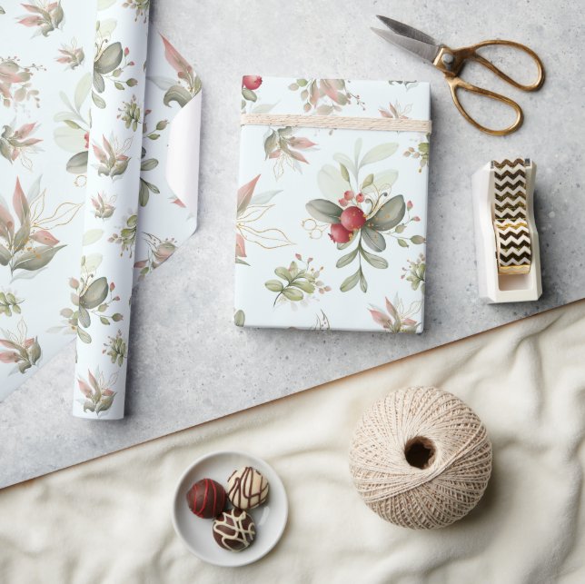 Papier Cadeau Bouquet de Noël avec canneberge (Artisanat)