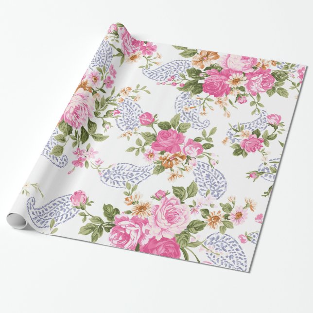 Papier Cadeau Bouquet de Roses (Déroulé)