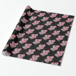 Papier Cadeau Bouquet De Roses Rose Blanches