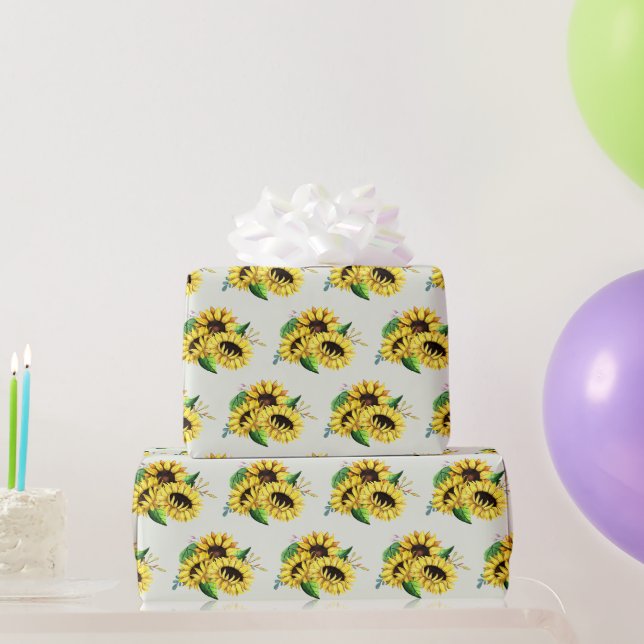 Papier Cadeau Bouquet de tournesol jaune en aquarelle (Cadeaux de fête)