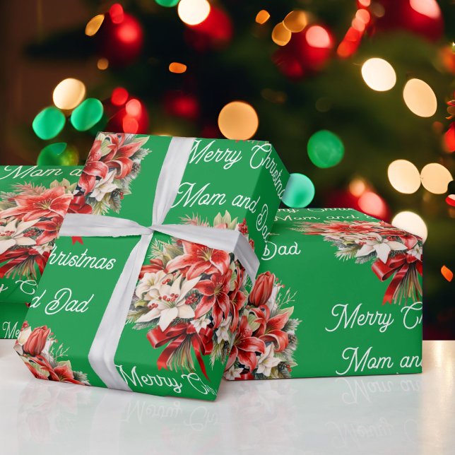 Papier Cadeau Bouquet des lys de Noël Nom personnalisé (Créateur téléchargé)