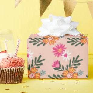 Papier Cadeau Bouquet Fleur Été Rose