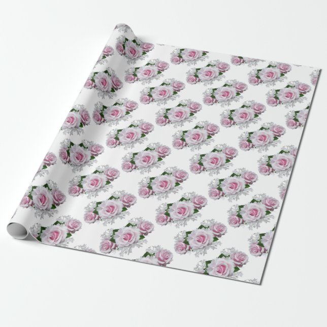 Papier Cadeau Bouquet rose (Déroulé)