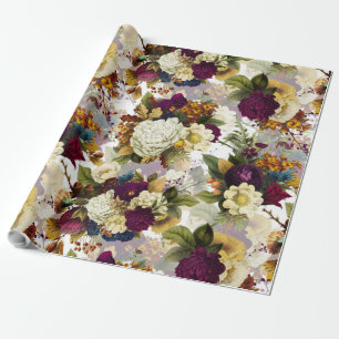 Papier Cadeau Bouquets de fleurs antiques luxuriants sur motif b