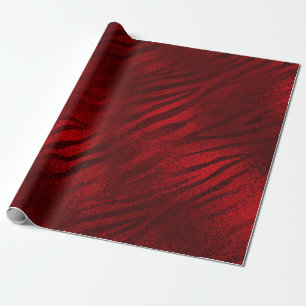 Papier Cadeau Bourgogne Rouge de Noël Grunge Rayures de Tigre