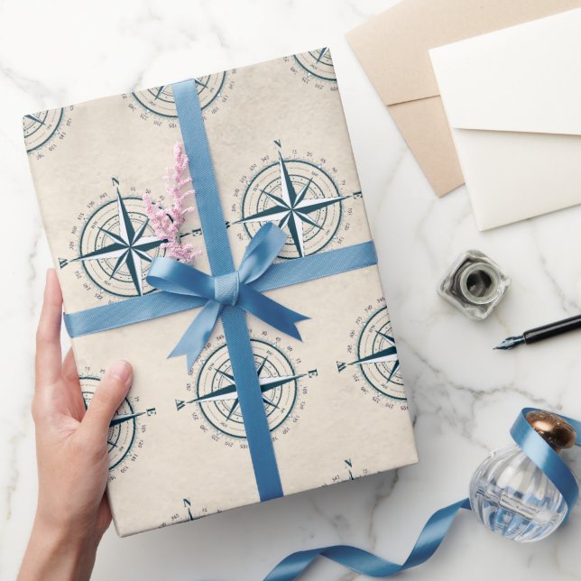 Papier Cadeau Boussole nautique sur Sepia Arrière - plan (Cadeaux)