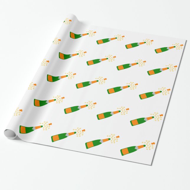 Papier Cadeau Bouteille de Champagne et liège sautant (Déroulé)
