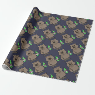 Papier Cadeau Bouteille potable de wombat drôle de bande