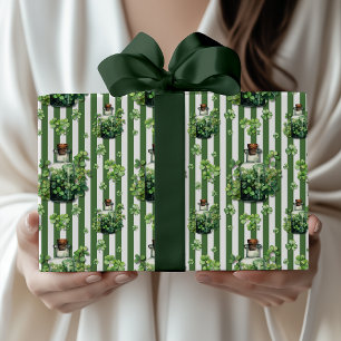 Papier Cadeau Bouteille rayée verte de Fern Chic Saint-Patrick