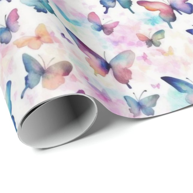 Papier Cadeau Bouteilles d'aquarelle : Beauté débordante (Coin rond)