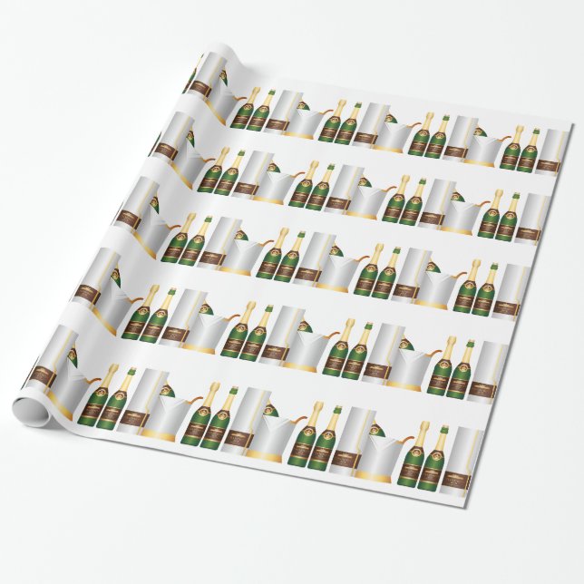 Papier Cadeau bouteilles de champagne (Déroulé)