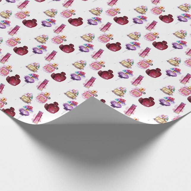 Papier Cadeau Bouteilles de parfum aquarelle (Coin)