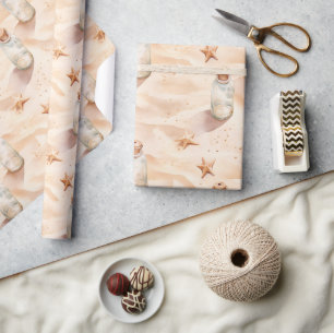 Papier Cadeau Bouteilles d'étoiles de mer de sable de plage