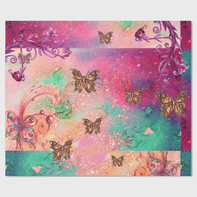 PAPIER CADEAU BOUTEILLES EN ROSE SPARKLES-MAGIQUE PLANTE BOUTTER (Plat)