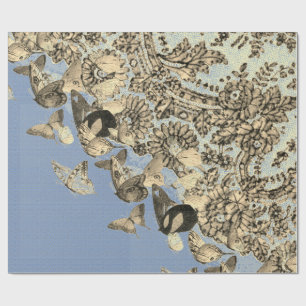 Papier Cadeau BOUTEILLES ET papier d'enveloppement BLEU CHANTILL