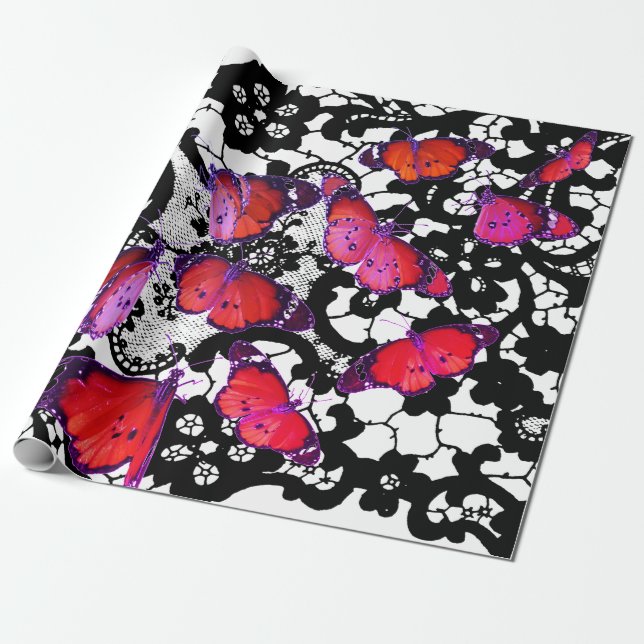 Papier Cadeau BOUTEILLES ET papier d'enveloppement en LACE NOIRE (Déroulé)