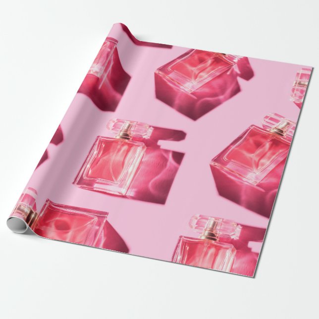 Papier Cadeau Bouteilles motifs de parfum féminin (Déroulé)