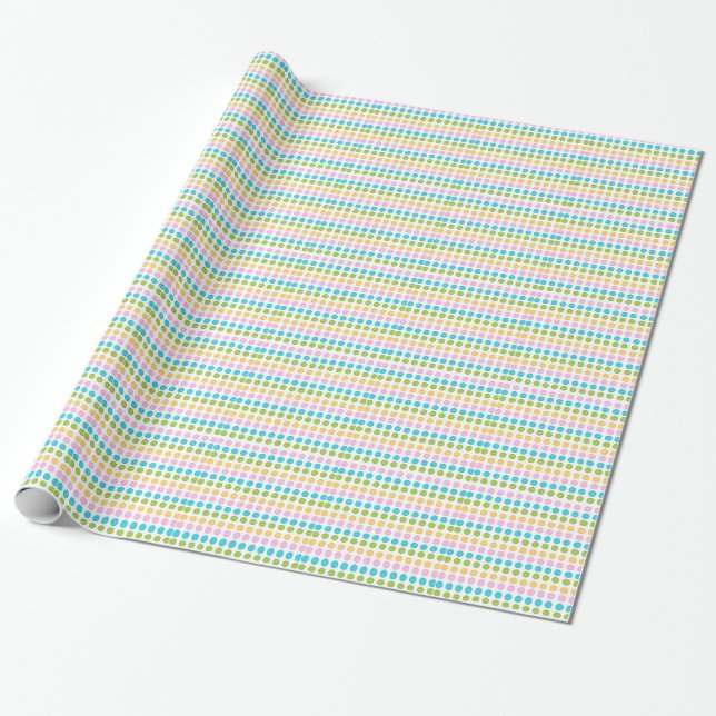 Papier Cadeau Bouton bleu rose jaune motif accessoires tendance (Déroulé)