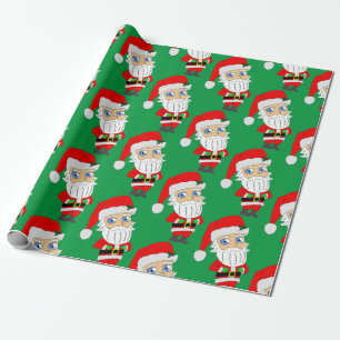 Papier Cadeau bouton chibi santa claus
