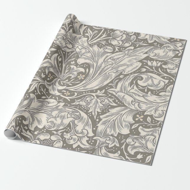 Papier Cadeau Bouton de fiancé de William Morris damassé antique (Déroulé)