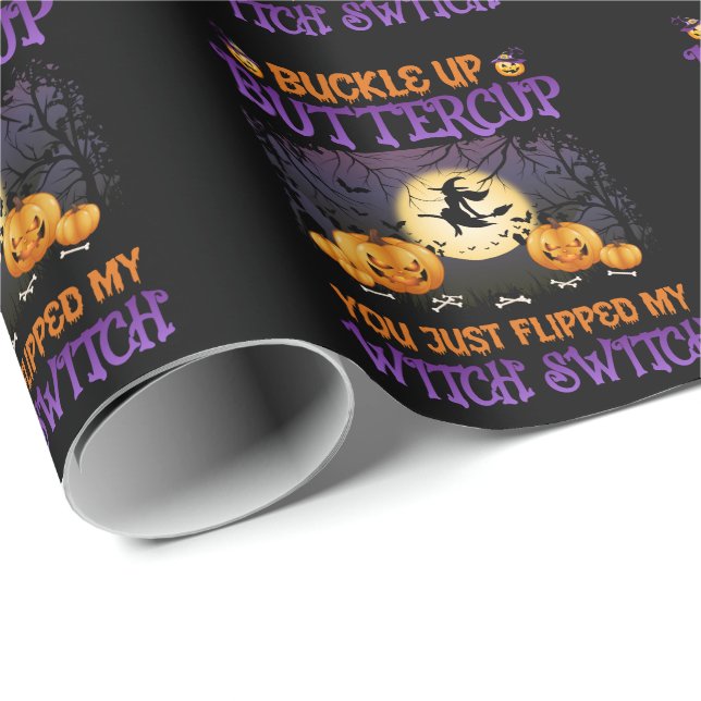 Papier Cadeau Bouton d'interrupteur de sorcière d'Halloween vers (Coin rond)