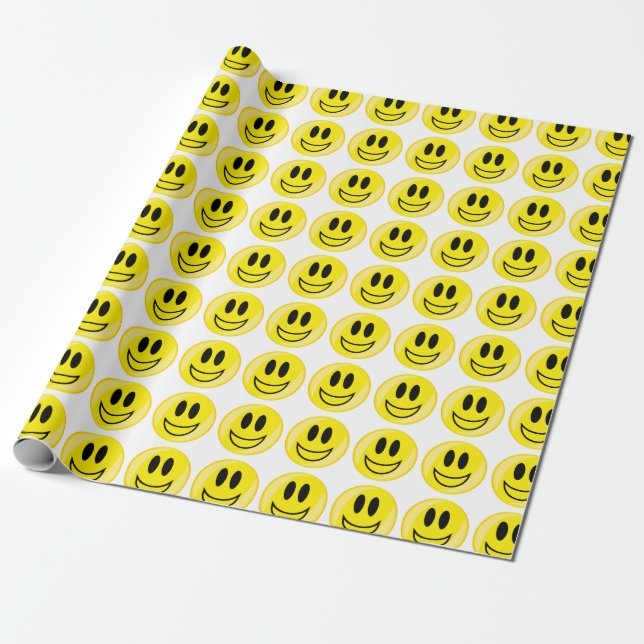 Papier Cadeau Bouton Visage Souriant très heureux Isolé (Déroulé)