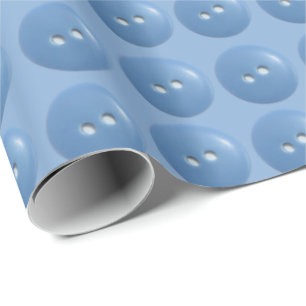 Papier Cadeau Boutons de couture bleus sur motif bleu