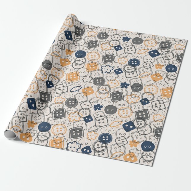 Papier Cadeau Boutons des notes de couture (Déroulé)