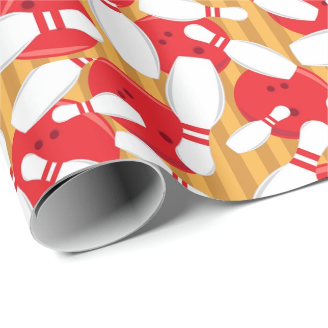 Papier Cadeau Bowling Balls et Pins Dix Pin Bowling Party (Coin rond)