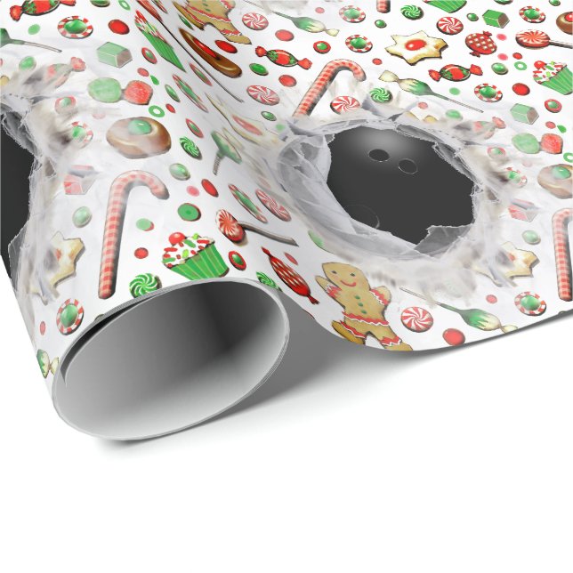 Papier Cadeau Bowling Noël Vacances Papier d'enveloppement cadea (Coin rond)