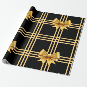 Papier Cadeau Bows en or sur Arrière - plan noir