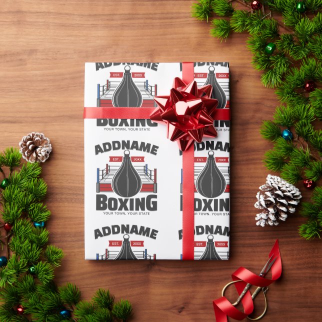 Papier Cadeau Boxe Anneau AJOUTER NOM Boxer Gym Speed Sac (Cadeau de vacances)