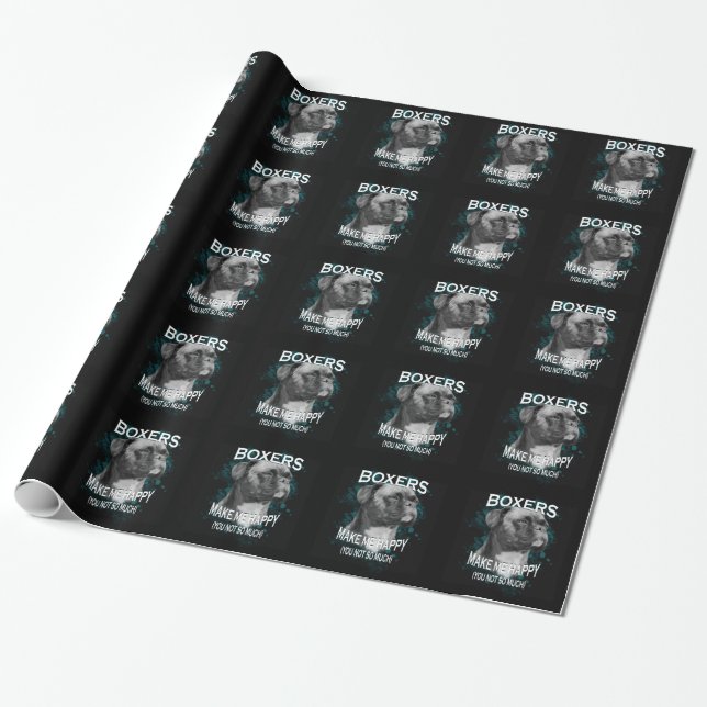 Papier Cadeau Boxer Chien Amoureux des animaux Texte d'art (Déroulé)