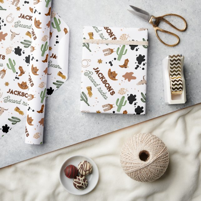 Papier Cadeau Boy Ain't My First Rodeo Cowboy 2e anniversaire (Artisanat)