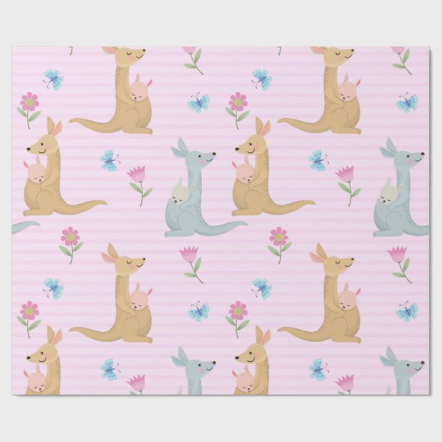 Papier Cadeau Boy and Girl Kangaroo Baby (Plat)