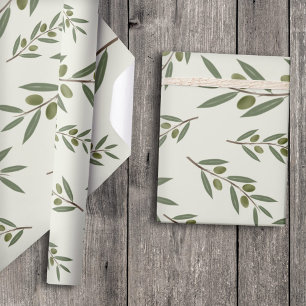 Papier Cadeau Branche d'olive aquarelle