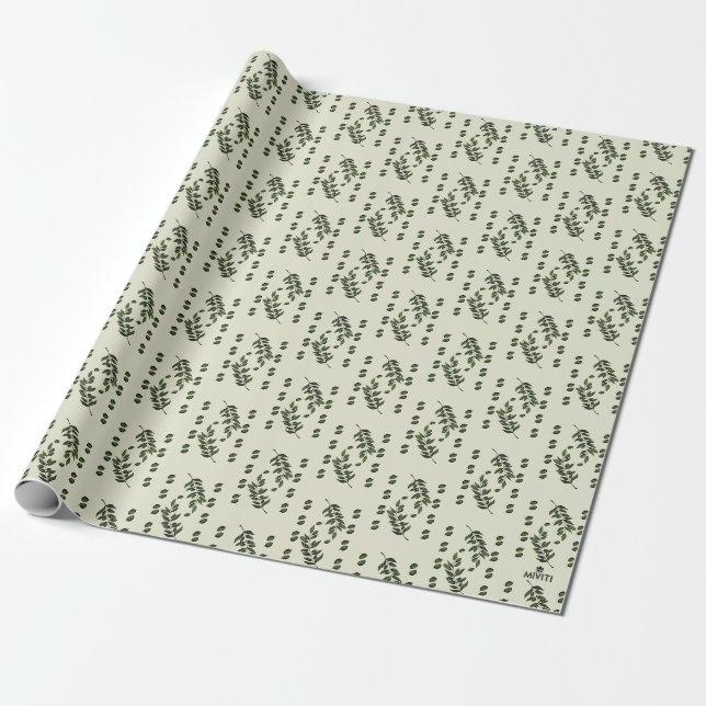 Papier Cadeau Branche d'olivier dans Olive (Déroulé)